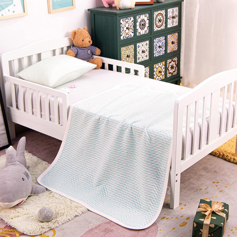 NTBAY Jersey Cotton Quilted Toddler Blanket, Breathable and Warm for Boys and Girls Baby Blanket, 30x40 Inches, Blue - Image 4
